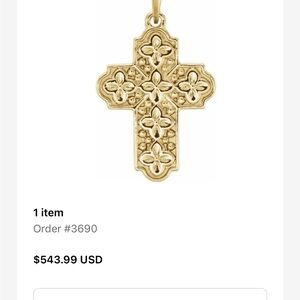 14k Gold Floral Cross Pendant